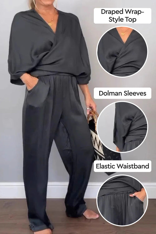Satin Wrap Lounge Two-Piece Set