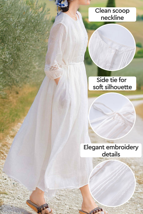 100% Linen Coastal Shift Dress TOSCANA