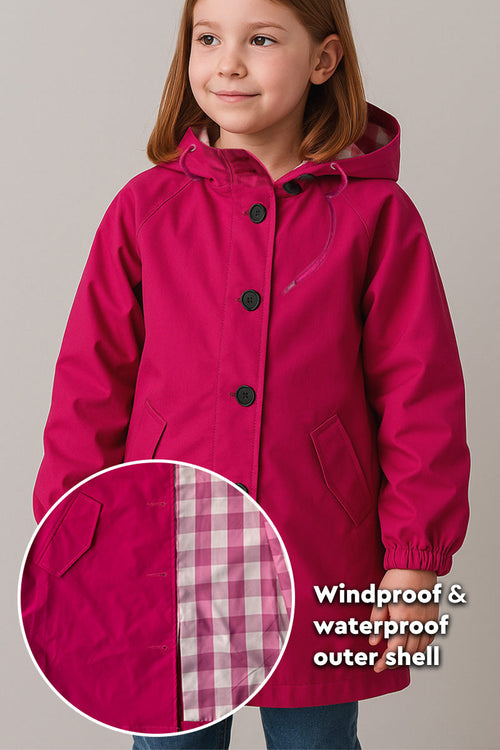 Junior Water Resistant Oversized Hooded Windbreaker Rain Jacket