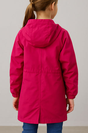 Junior Water Resistant Oversized Hooded Windbreaker Rain Jacket