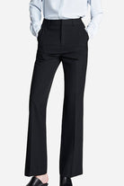black professional retro stretch trousers with high waist and straight-leg fit