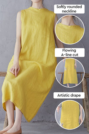 Sunrise Market 100% Linen Midi Dress