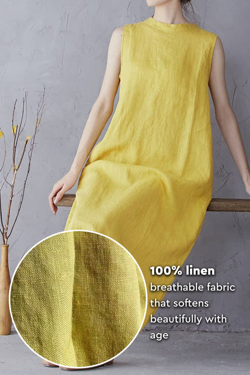 Sunrise Market 100% Linen Midi Dress