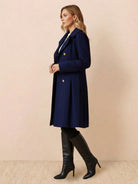 Tailored fit and flare trench coat with double-breasted buttons and smooth lining