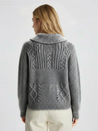 Wool-blend button-front cardigan with wide collar and drop-shoulder sleeves for lightweight warmth and anti-pilling durability