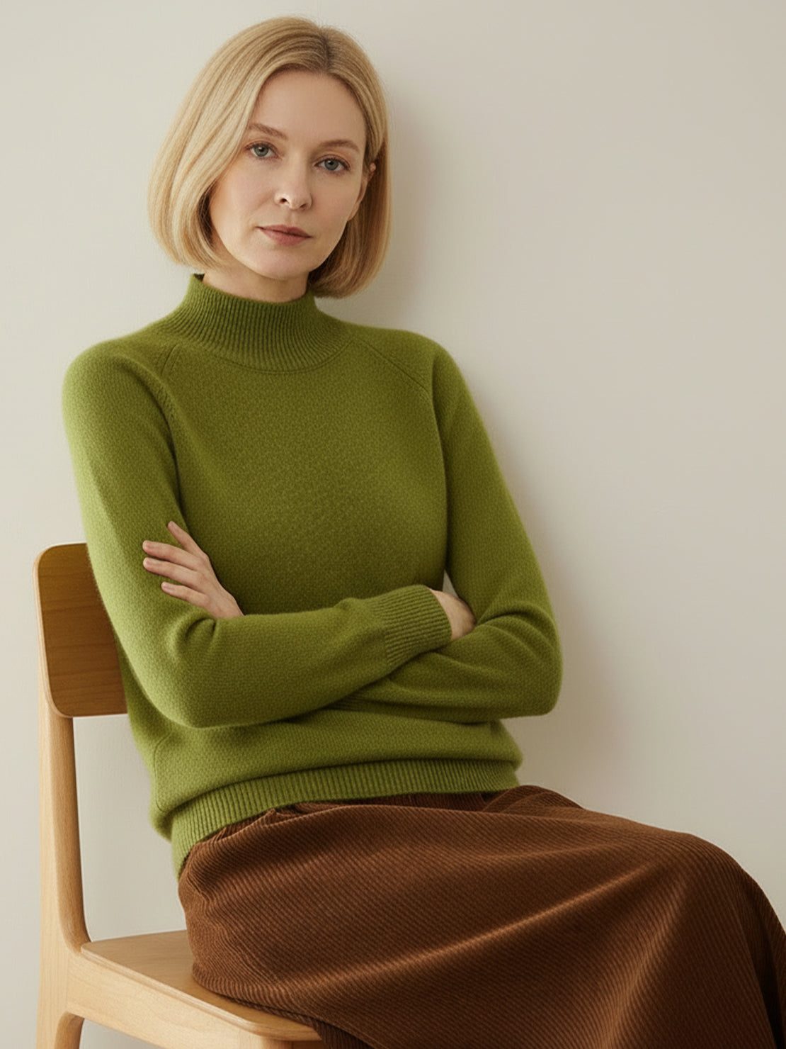 Lightweight 100% Italian cashmere sweater with mock neck and regular fit