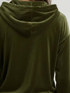 Ultra-soft velvet half-zip hoodie with kangaroo pocket and relaxed fit