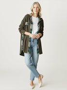 CloudKnit oversized hooded shacket with waffle knit texture and button-front closure