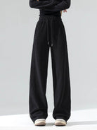 Chenille zip-up hoodie and wide-leg pants loungewear set in soft fabric with drawstring and side pockets