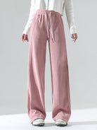 Chenille zip-up hoodie and wide-leg pants loungewear set in soft fabric with drawstring waist and side pockets