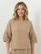 100% cotton two-piece wrap skirt set with crinkle texture, A-line maxi skirt, and hip-length top