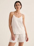Linen-Lyocell cami set with boxy camisole and relaxed mid-thigh shorts
