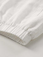 Cropped Linen-Lyocell Zip Bomber Jacket with ribbed waistband and chest pocket in natural herringbone weave