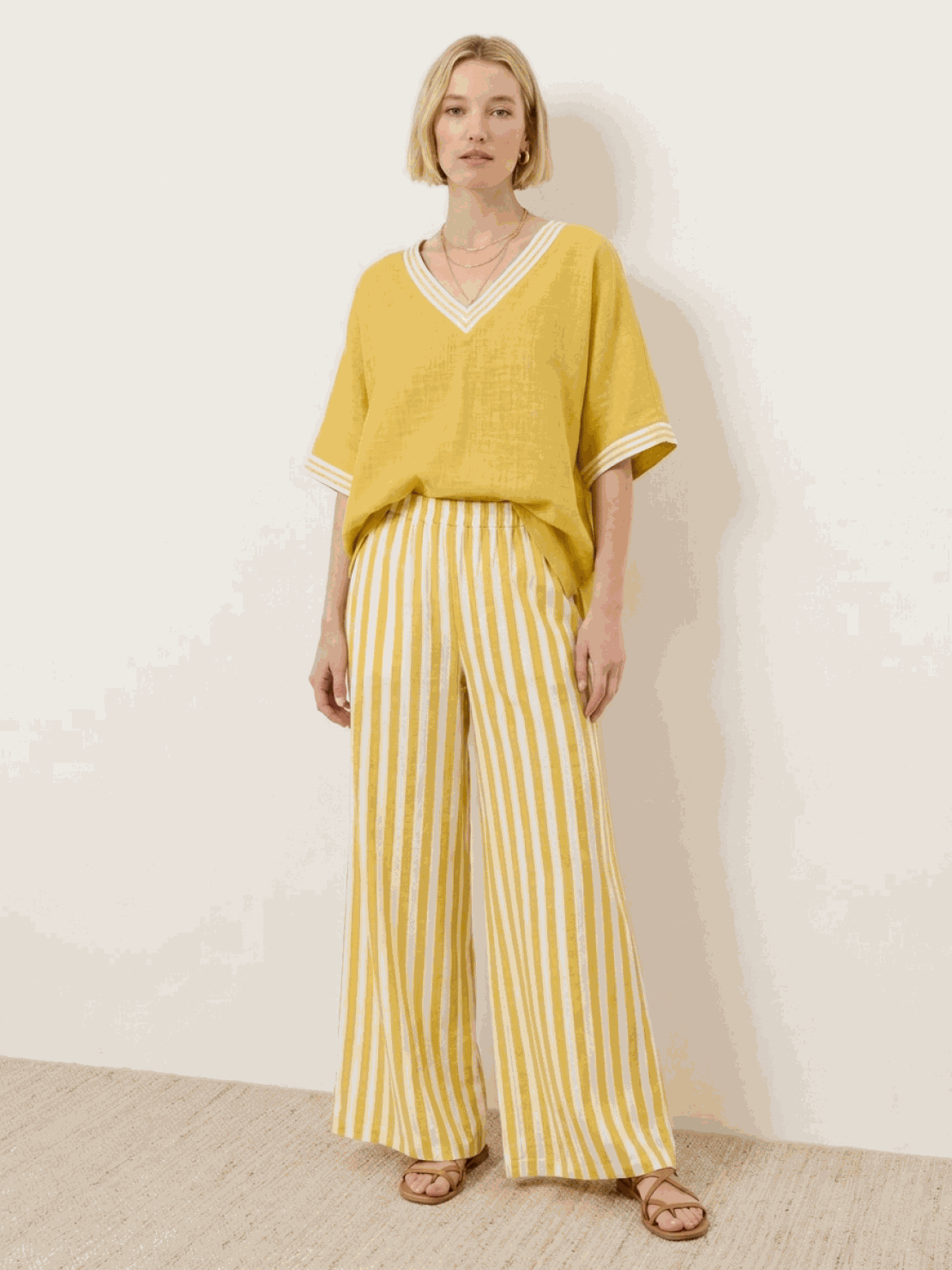 Striped wide-leg co-ord set with oversized top and palazzo pants in multiple colors