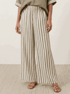 Striped wide-leg co-ord set with oversized top and palazzo pants featuring contrast stripe trim and elastic waist