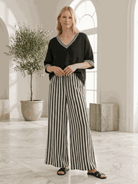 Striped wide-leg co-ord set with oversized top and elastic waist palazzo pants in multiple colors