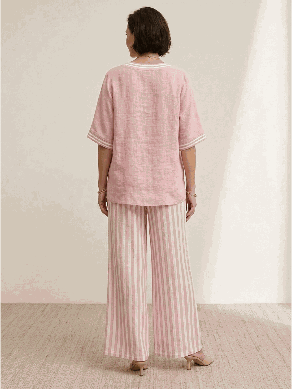 Striped wide-leg co-ord set with oversized top and palazzo pants in multiple colors