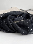 Lightweight 100% linen neck scarf with checkered pattern and natural rolled edges