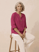 Pure linen age-defying shirt with elegant button detail and breathable fabric