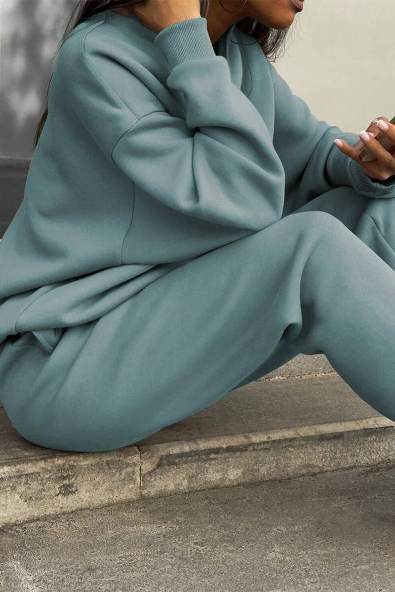 Classic Airplane Set cozy mint green cotton-blend two-piece tracksuit with relaxed fit and adjustable joggers