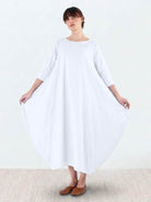 Bohemian maxi dress in loose fit with long sleeves and maxi length made from cotton-polyester blend