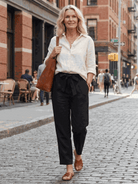 Two women modeling Casual Chic Duo breathable cotton and linen two-piece outfits