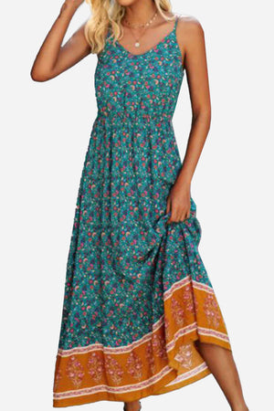 Casual Vintage Flower Prints Maxi Dress