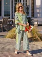 Coastal Comfort Linen two-piece set with lace details and breathable fabric