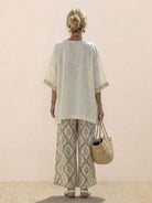 Coastal Comfort Linen two-piece set with lace details and breathable fabric