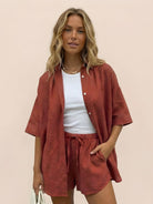 Coastal Linen Cotton two-piece set with breathable cotton-linen blend and relaxed fit
