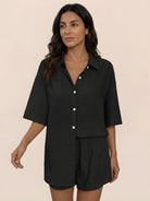 Coastal linen cotton two-piece set with breathable fabric and relaxed fit