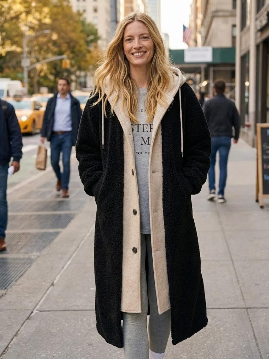 Everyday Wear Oversized Sherpa Long Coat | Women's Linen Clothing