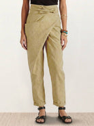Women wearing high-waist wrapped comfy pants with breathable lightweight fabric and loose fit for all-day comfort and style