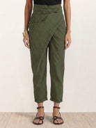 Black high-waist wrapped comfy pants with breathable stretch fabric and loose fit for all-day comfort and style