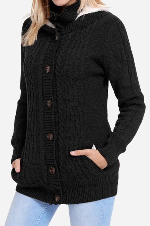 Knitted Cardigan Sweater with Hood