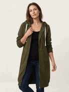 Oversized long zip sweatshirt hoodie with fleece lining and drawstring hood in solid color