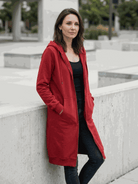 Oversized long zip sweatshirt hoodie with fleece lining and drawstring hood