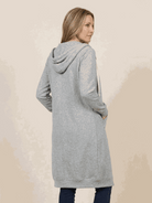Oversized long zip sweatshirt hoodie with fleece lining and drawstring hood for casual warmth