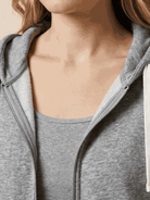 Women's oversized long zip sweatshirt hoodie with fleece lining and front pockets