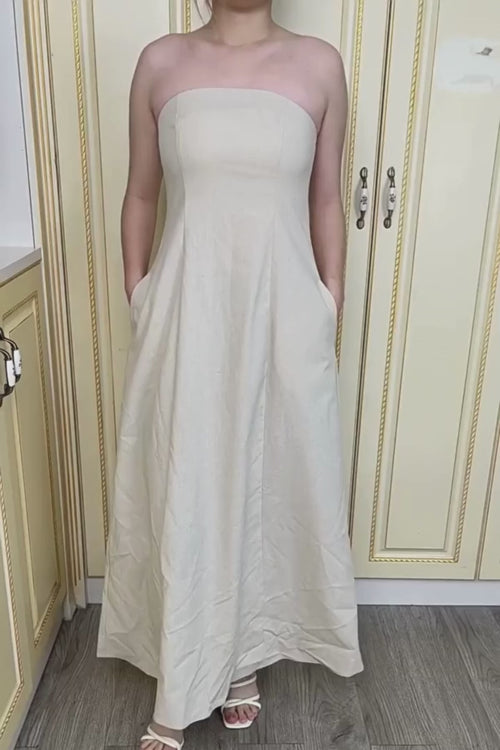 100% Cotton Linen “Dolce Vita” Strapless Dress