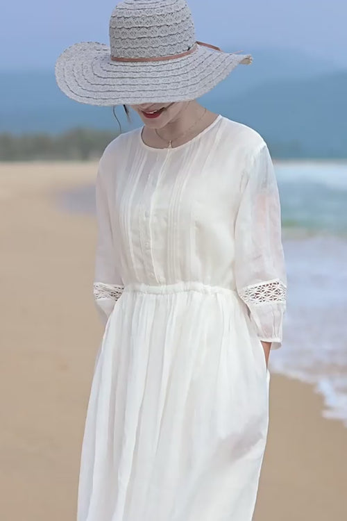 100% Linen Coastal Shift Dress TOSCANA