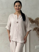 Pure Linen Two-Piece casual comfort set in breathable linen fabric