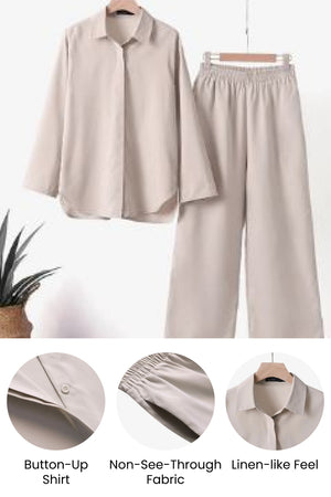 Relaxed Shirt & Trousers Two-Piece Set