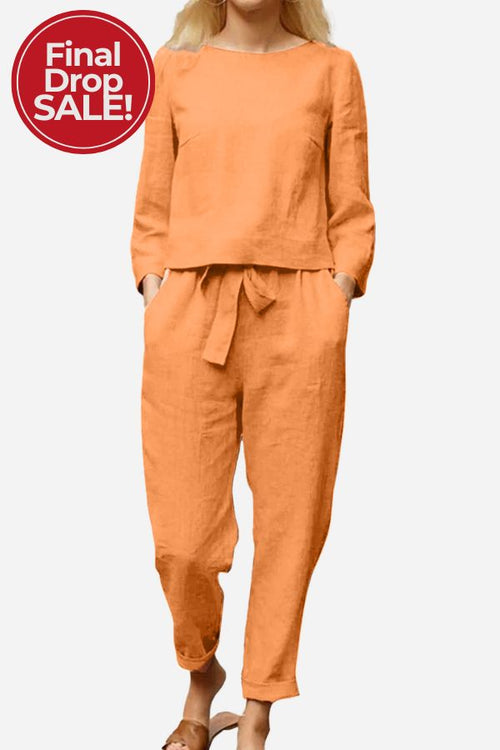 Retro Monochrome Linen Two-Piece Set