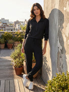 Unisex half-zip pullover and matching sweatpants set in soft fabric for casual comfort and relaxed fit