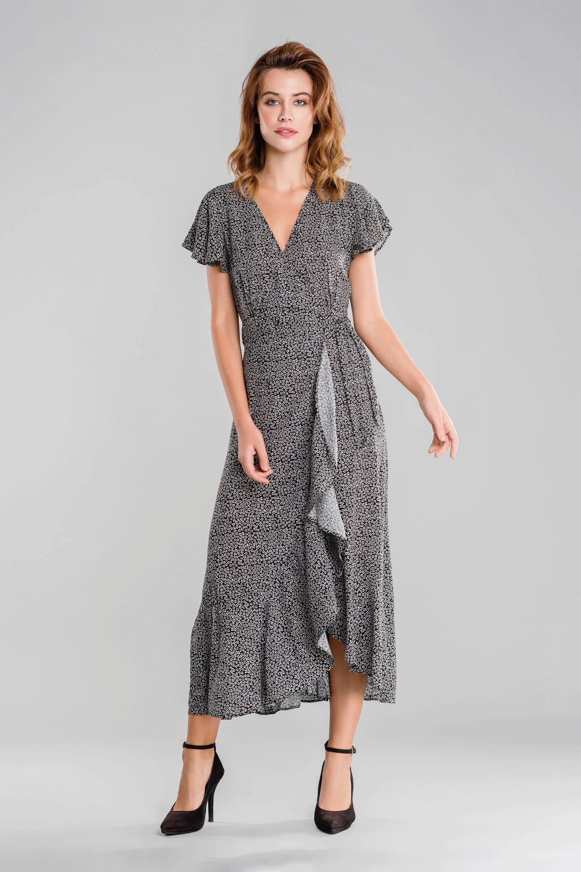 Deep V Wavy Wrap Summer Dress