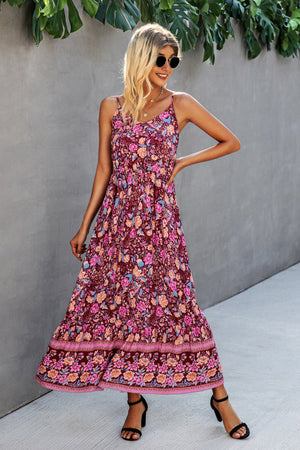 Casual Vintage Flower Prints Maxi Dress