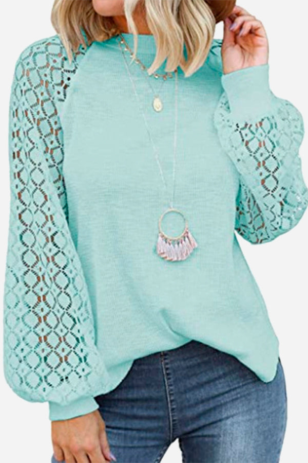 Stylish Lace Puff Blouse