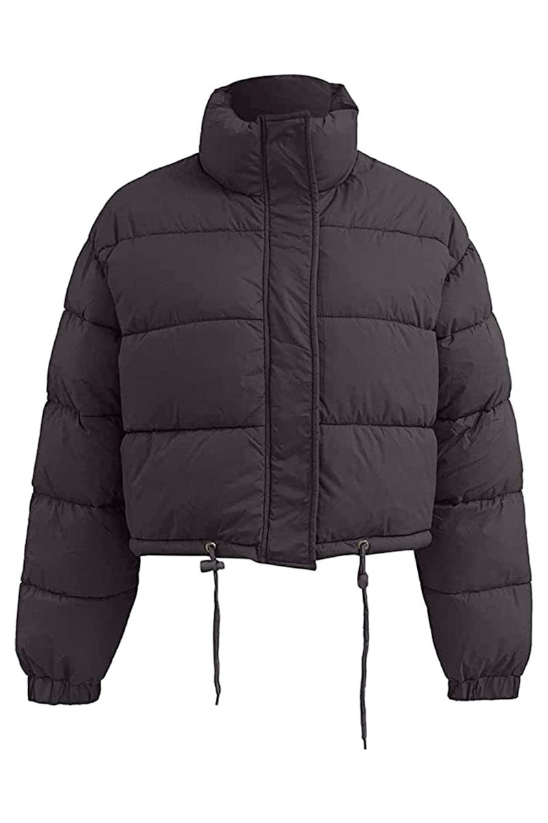 Designer cropped puffer jacket on sale