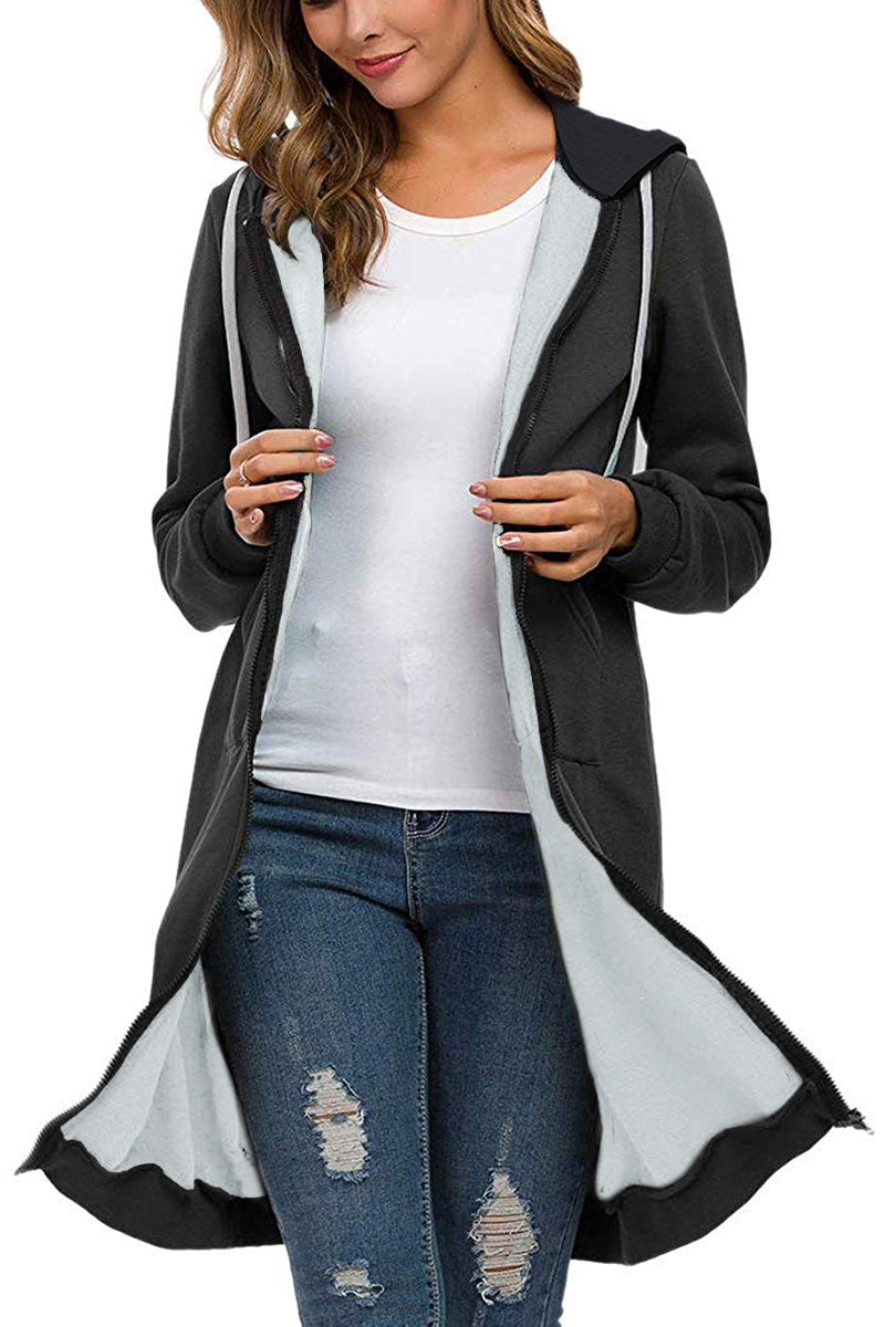 Oversized Long Zip Sweatshirt Hoodie North